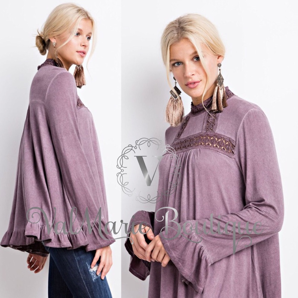 LAST 1!  Dusty plum boho Blouse - Picture 4 of 4